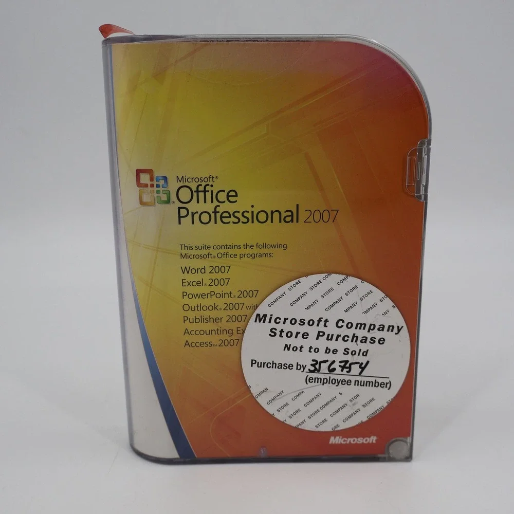 Microsoft Office Professional 2007 PC Full Version New Sealed Orange Case